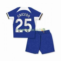 Maglia Chelsea Moises Caicedo 25 Divisa Home 2023-2024 Manica Corta ,Bambino