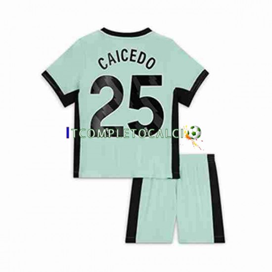 Maglia Chelsea Moises Caicedo 25 Terza Divisa 2023-2024 Manica Corta ,Bambino