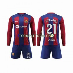 Maglia FC Barcelona Frenkie de Jong 21 Divisa Home 2023-2024 Manica Lunga ,Bambino