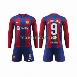Maglia FC Barcelona LEWANDOWSKI 9 Divisa Home 2023-2024 Manica Lunga ,Bambino