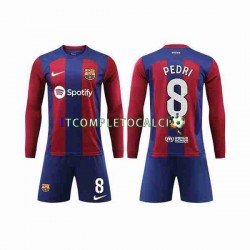 Maglia FC Barcelona Pedri 8 Divisa Home 2023-2024 Manica Lunga ,Bambino