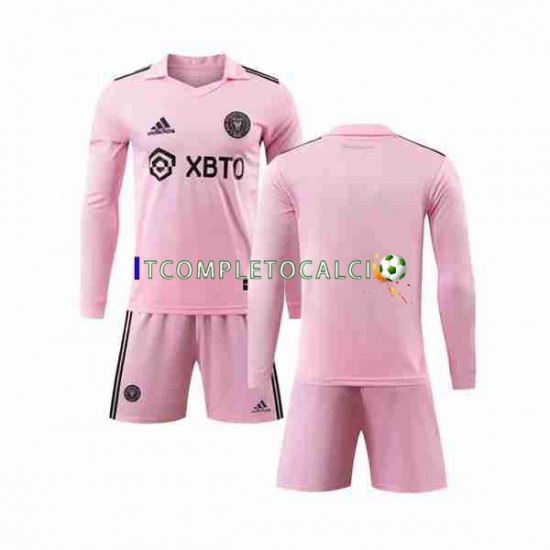 Maglia Inter Miami Divisa Home 2023-2024 Manica Lunga ,Bambino