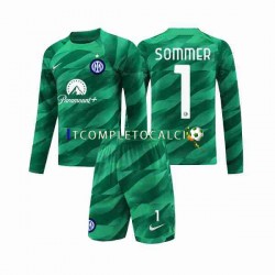 Maglia Inter Milan Sommer 1 Portiere Divisa Away 2023-2024 Manica Lunga ,Bambino