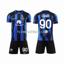 Maglia Inter Milan Lukaku 90 Divisa Home 2023-2024 Manica Corta ,Bambino