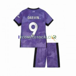 Maglia Liverpool Darwin Nunez 9 Terza Divisa 2023-2024 Manica Corta ,Bambino