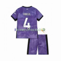 Maglia Liverpool Virgil van Dijk 4 Terza Divisa 2023-2024 Manica Corta ,Bambino