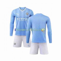 Maglia Manchester City Divisa Home 2023-2024 Manica Lunga ,Bambino