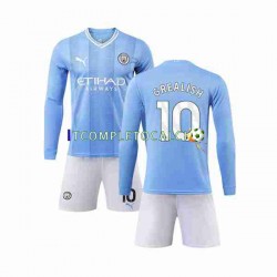 Maglia Manchester City Grealish 10 Divisa Home 2023-2024 Manica Lunga ,Bambino