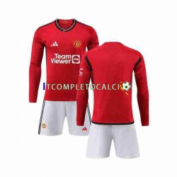 Maglia Manchester United Divisa Home 2023-2024 Manica Lunga ,Bambino