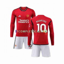 Maglia Manchester United Marcus Rashford 10 Divisa Home 2023-2024 Manica Lunga ,Bambino