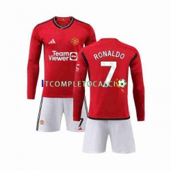 Maglia Manchester United Ronaldo 7 Divisa Home 2023-2024 Manica Lunga ,Bambino