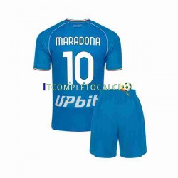 Maglia Napoli Maradona 10 Divisa Home 2023-2024 Manica Corta ,Bambino