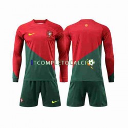 Maglia Portogallo Divisa Home Mondiali 2022 Manica Lunga ,Bambino