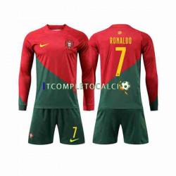 Maglia Portogallo Ronaldo 7 Divisa Home Mondiali 2022 Manica Lunga ,Bambino