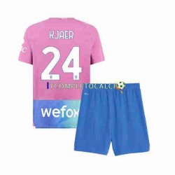 Maglia AC Milan Simon Kjaer 24 Terza Divisa 2023-2024 Manica Corta ,Bambino