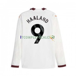 Maglia Manchester City Erling Haaland 9 Divisa Away 2023-2024 Manica Lunga ,Uomo