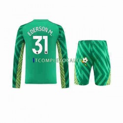 Maglia Manchester City Ederson Moraes 31 Portiere Divisa Home 2023-2024 Manica Lunga ,Bambino