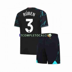 Maglia Manchester City Ruben 3 Terza Divisa 2023-2024 Manica Corta ,Bambino