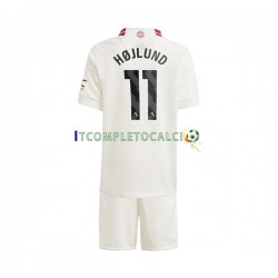 Maglia Manchester United Rasmus Hojlund 11 Terza Divisa 2023-2024 Manica Corta ,Bambino