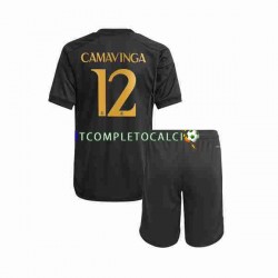 Maglia Real Madrid Eduardo Camavinga 12 Terza Divisa 2023-2024 Manica Corta ,Bambino