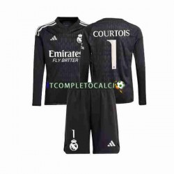 Maglia Real Madrid Thibaut Courtois 1 Portiere Divisa Away 2023-2024 Manica Lunga ,Bambino