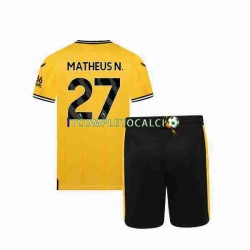 Maglia Wolverhampton Wanderers Matheus Nunes 27 Divisa Home 2023-2024 Manica Corta ,Bambino