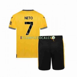 Maglia Wolverhampton Wanderers NETO 7 Divisa Home 2023-2024 Manica Corta ,Bambino