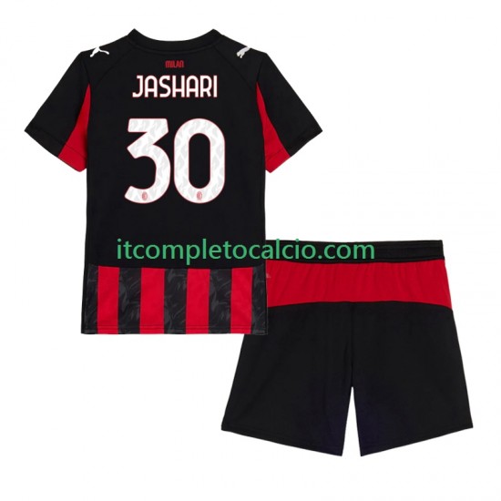 Maglia AC Milan Ardon Jashari 30 Divisa Home 2025-2026 Manica Corta ,Bambino