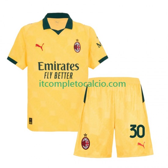 Maglia AC Milan Ardon Jashari 30 Terza Divisa 2025-2026 Manica Corta ,Bambino