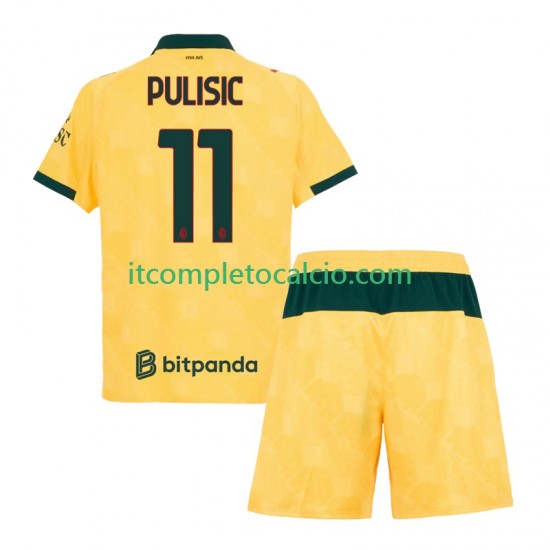 Maglia AC Milan Christian Pulisic 11 Terza Divisa 2025-2026 Manica Corta ,Bambino