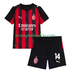 Maglia AC Milan Modrić Luca 14 Divisa Home 2025-2026 Manica Corta ,Bambino