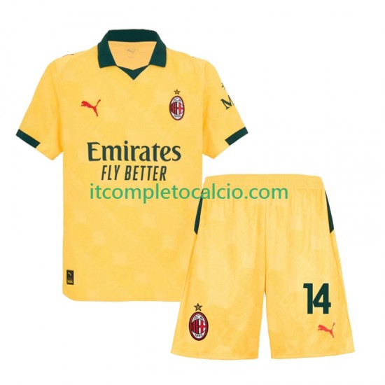 Maglia AC Milan Modrić Luca 14 Terza Divisa 2025-2026 Manica Corta ,Bambino