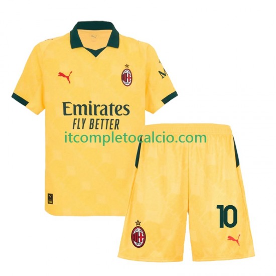 Maglia AC Milan Rafael Leao 10 Terza Divisa 2025-2026 Manica Corta ,Bambino