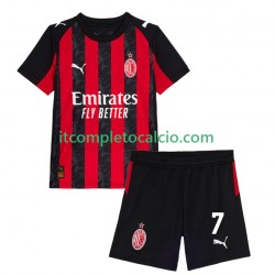 Maglia AC Milan Santiago Gimenez 7 Divisa Home 2025-2026 Manica Corta ,Bambino