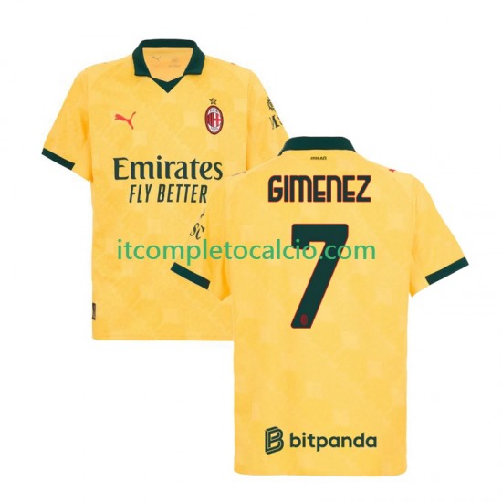 Maglia AC Milan Santiago Gimenez 7 Terza Divisa 2025-2026 Manica Corta ,Uomo