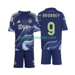 Maglia AFC Ajax Brian Brobbey 9 Divisa Away 2025-2026 Manica Corta ,Bambino