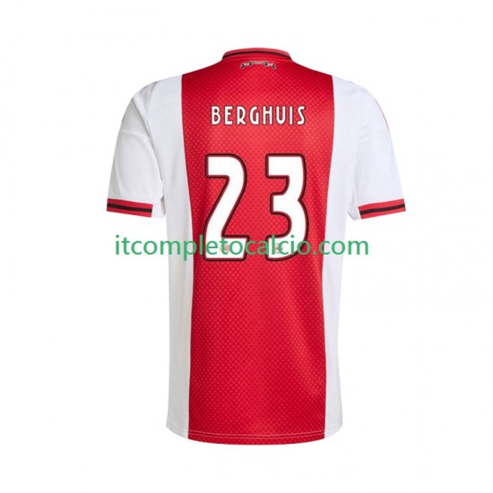 Maglia AFC Ajax Steven Berghuis 23 Divisa Home 2025-2026 Manica Corta ,Uomo