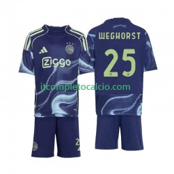 Maglia AFC Ajax Wout Weghorst 25 Divisa Away 2025-2026 Manica Corta ,Bambino