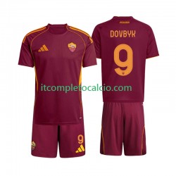 Maglia AS Roma Artem Dovbyk 9 Divisa Home 2025-2026 Manica Corta ,Bambino