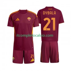 Maglia AS Roma Dybala 21 Divisa Home 2025-2026 Manica Corta ,Bambino