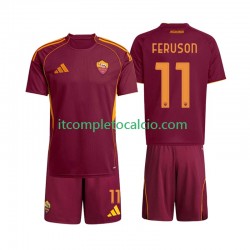 Maglia AS Roma Evan Ferguson 11 Divisa Home 2025-2026 Manica Corta ,Bambino