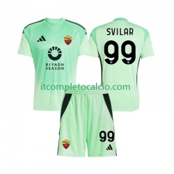 Maglia AS Roma Mile Svilar 99 Portiere Divisa Away Quarto Divisa 2025-2026 Manica Corta ,Bambino