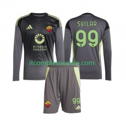 Maglia AS Roma Mile Svilar 99 Portiere Divisa Home 2025-2026 Manica Lunga ,Bambino
