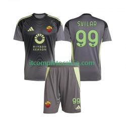 Maglia AS Roma Mile Svilar 99 Portiere Divisa Home 2025-2026 Manica Corta ,Bambino