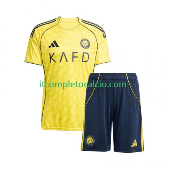 Maglia Al Nassr Divisa Home 2025-2026 Manica Corta ,Bambino