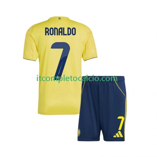 Maglia Al Nassr Cristiano Ronaldo 7 Divisa Home 2025-2026 Manica Corta ,Bambino