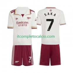 Maglia Arsenal Bukayo Saka 7 Terza Divisa 2025-2026 Manica Corta ,Bambino