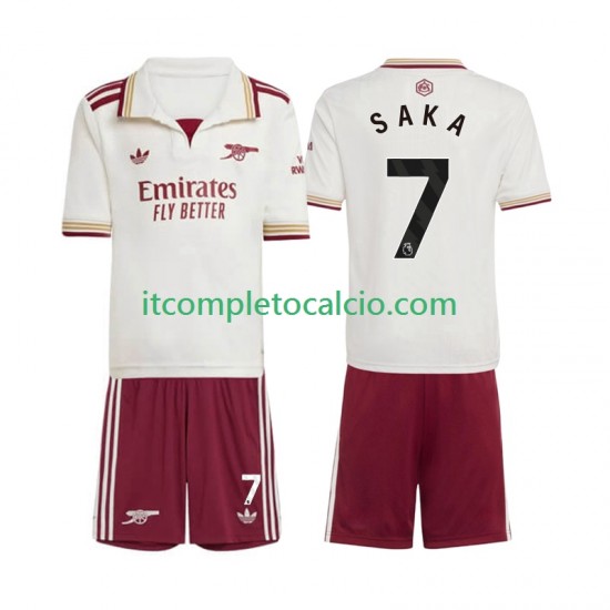 Maglia Arsenal Bukayo Saka 7 Terza Divisa 2025-2026 Manica Corta ,Bambino