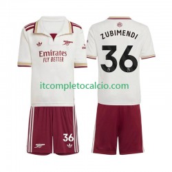 Maglia Arsenal Martin Zubimendi 36 Terza Divisa 2025-2026 Manica Corta ,Bambino
