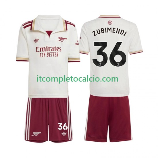 Maglia Arsenal Martin Zubimendi 36 Terza Divisa 2025-2026 Manica Corta ,Bambino